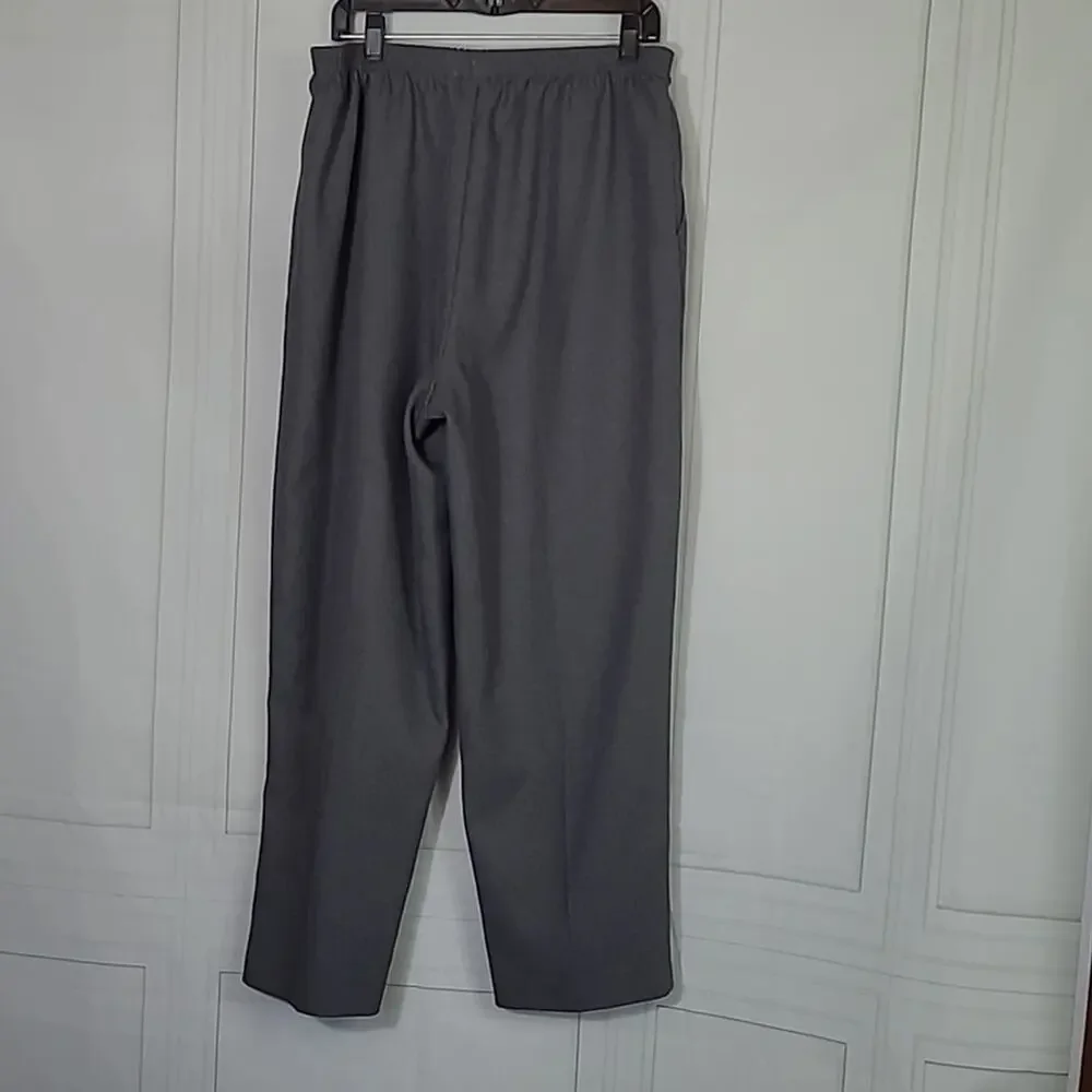 Alfred Dunner SZ 18W Gray Pants Slacks Pull On High Rise Elastic Waist FLAWED